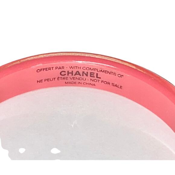 AUTH Chanel Dark Pink Logo Lucite Resin Bangle Bracelet - Picture 7 of 12